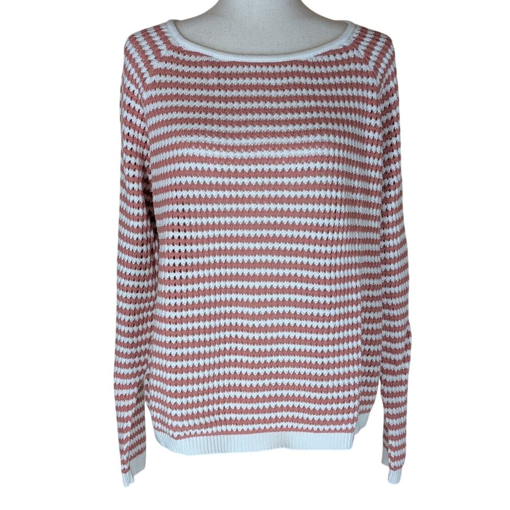 Banana Republic Factory Open Stitch Sriped Sweater 100% Cotton Size XL New
